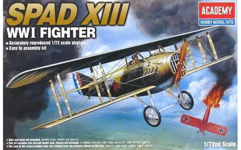ACADEMY 12446 1/72 Spad XIII WWI Fighter Bi-Plane Model Aircraft Kit