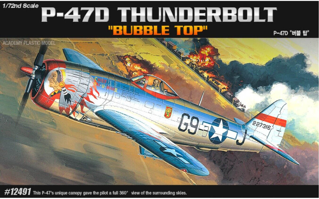 ACADEMY 12491 1/72 P-47D Thunderbolt "Bubble Top" Model Aircraft Kit