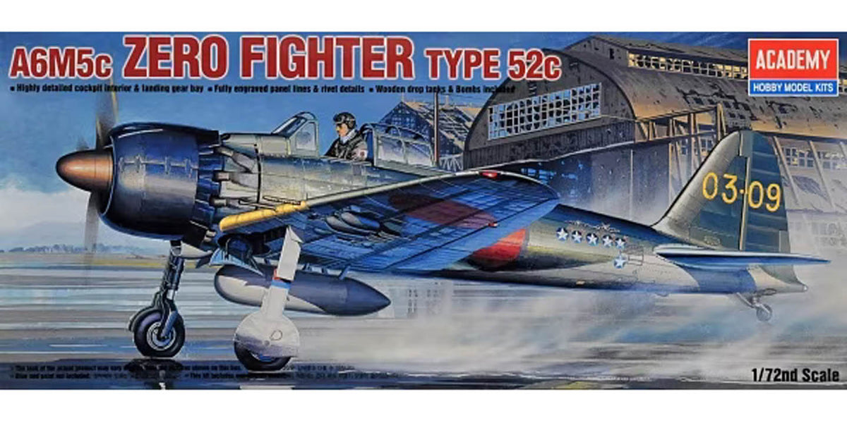 ACADEMY 12493 1/72 A6M5C Zero-sen Type 52C Model Aircraft Kit — White ...