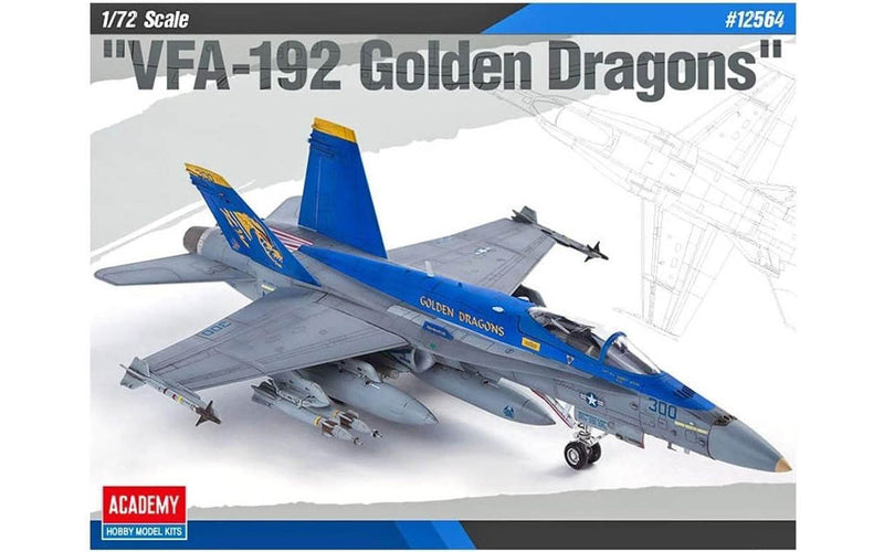 ACADEMY 12564 1/72 USN F/A-18C "VFA-192 Golden Dragons" Model Aircraft Kit