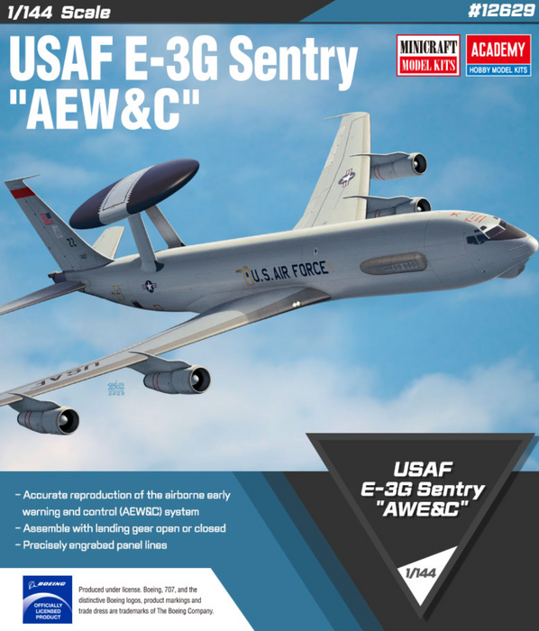 ACADEMY 12629 1/144 USAF E-3G Sentry "AEW&C" Model Aircraft Kit