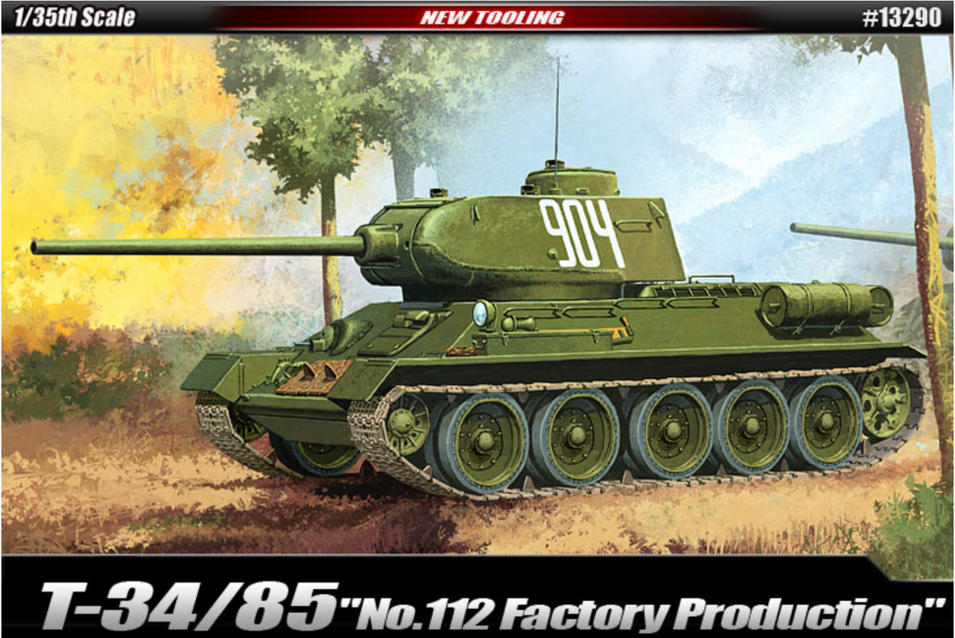 ACADEMY 13290 1/35 T-34/85 No. 112 Factory Production Model Tank Kit