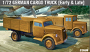 ACADEMY 13404 1/72 WWII German Cargo Truck Model Kit (Early & Late)