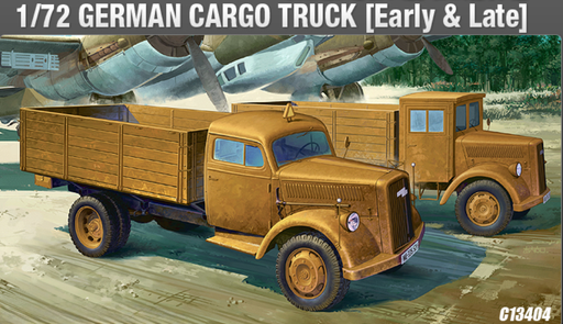 ACADEMY 13404 1/72 WWII German Cargo Truck Model Kit (Early & Late)