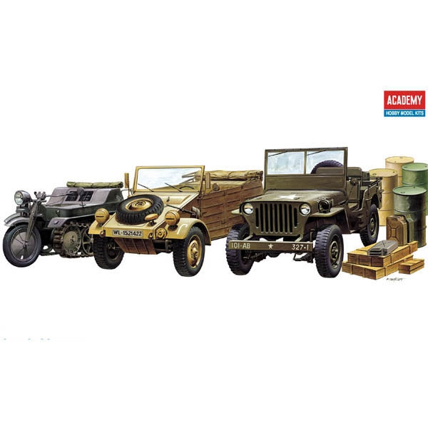ACADEMY 13416 1/72 Light Vehicles of Allied & Axis WWII Model Kit