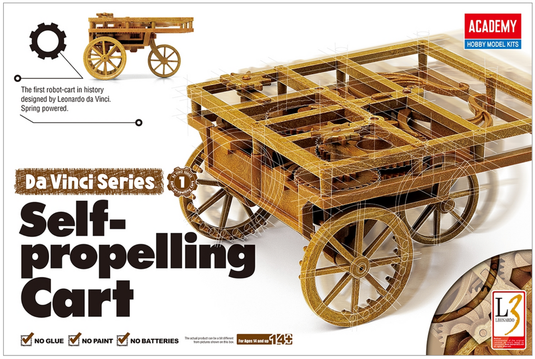 ACADEMY 18129 Da Vinci Series Self-Propelling Cart Mechanical Model Kit