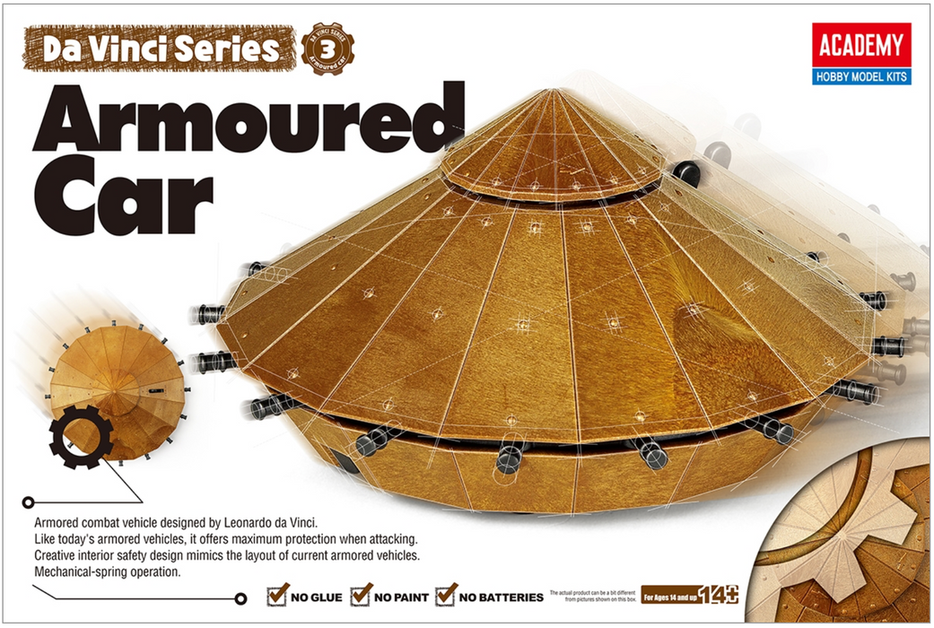 ACADEMY 18136 Da Vinci Series Armored Car Mechanical Model Kit