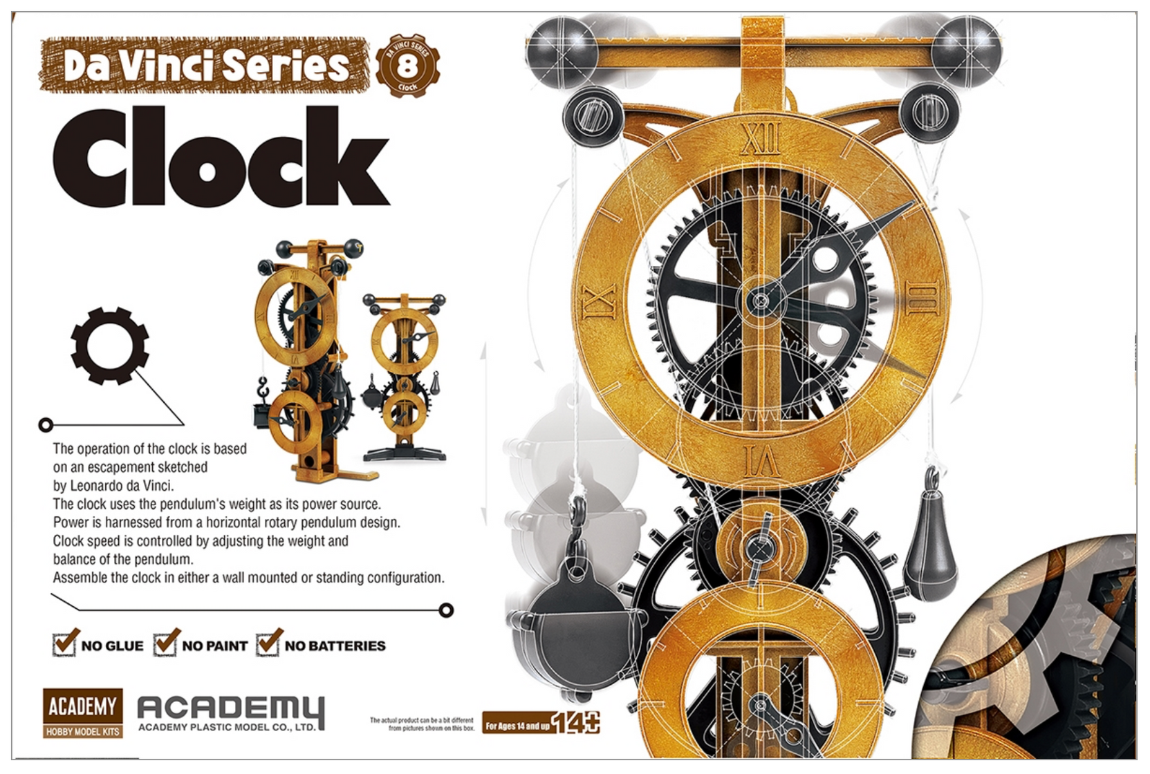 ACADEMY 18150 Da Vinci Series Clock Mechanical Model Kit — White Rose ...