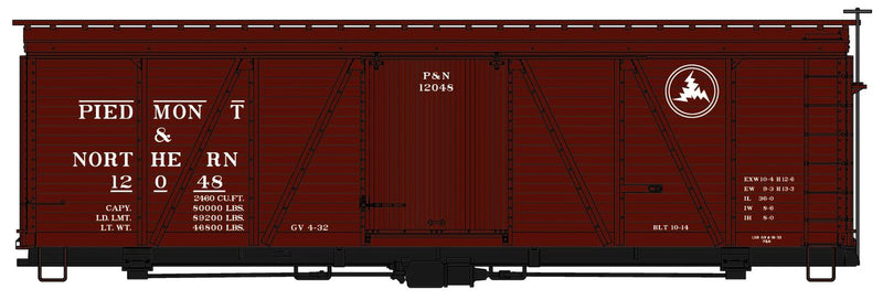 Accurail 1185 HO Scale 36' Fowler Wood Boxcar Kit Piedmont & Northern 12048