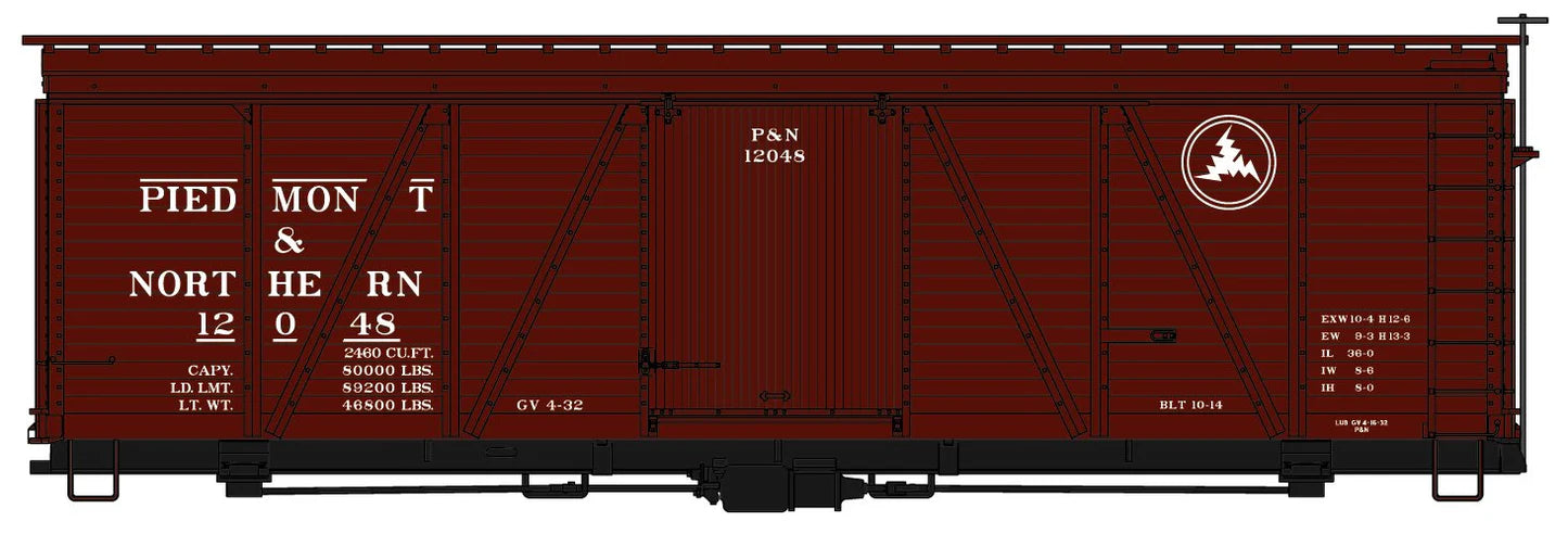 Accurail 1185 HO Scale 36' Fowler Wood Boxcar Kit Piedmont & Northern 12048