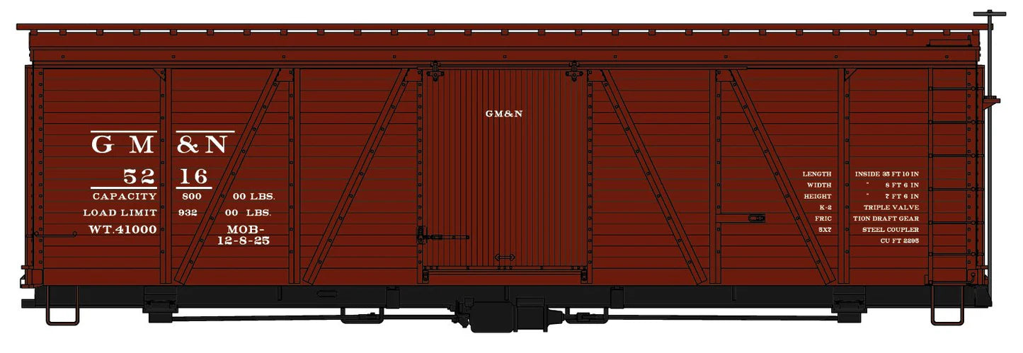 Accurail 1186 HO Scale 36' Fowler Wood Boxcar Kit Gulf, Mobile & Northern GM&N 5216