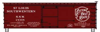 Accurail 1314 HO Scale 36' Double Sheath Boxcar Kit Cotton Belt SSW 24308