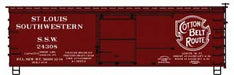 Accurail 1314 HO Scale 36' Double Sheath Boxcar Kit Cotton Belt SSW 24308