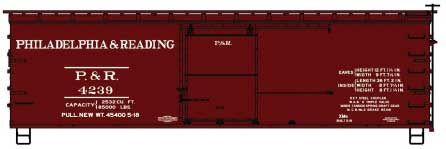 Accurail 1315 HO Scale 36' Double Sheathed Boxcar Kit Philadelphia & Reading P&R 4239