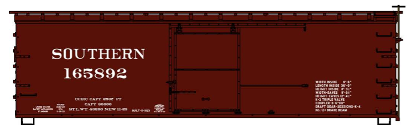 Accurail 1412 HO Scale 36' Double Sheathed Boxcar Kit Southern Railway 165892