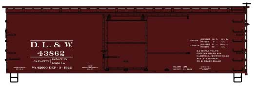 Accurail 1413 HO Scale 36' Double Sheathed Boxcar Kit Lackawanna DL&W 43862