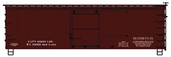 Accurail 1498 HO Scale 36' Double Sheath Steel Roof Boxcar Kit - Mineral Red Data Only