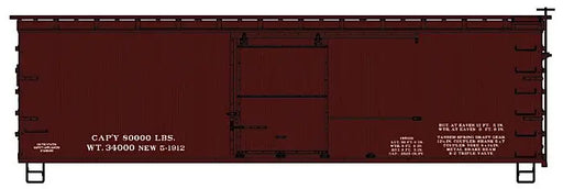 Accurail 1498 HO Scale 36' Double Sheath Steel Roof Boxcar Kit - Mineral Red Data Only