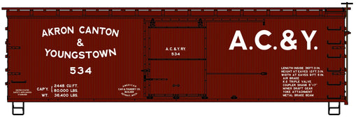Accurail 1712 HO Scale 36' Double Sheathed Wood Boxcar Kit Akron, Canton & Youngstown AC&Y 534