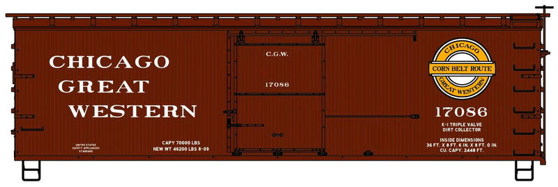Accurail 1715 HO Scale 36' Double Sheathed Wood Boxcar Kit Chicago Great Western 17086 (Corn Belt Logo)