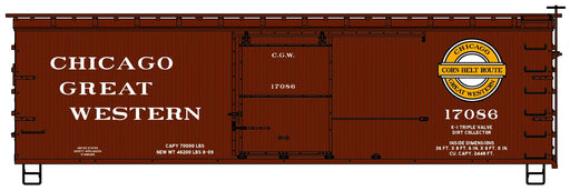 Accurail 1715 HO Scale 36' Double Sheathed Wood Boxcar Kit Chicago Great Western 17086 (Corn Belt Logo)