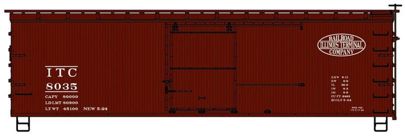 Accurail 1811 HO Scale 36' Wood Boxcar Kit Illinois Terminal ITC 8035