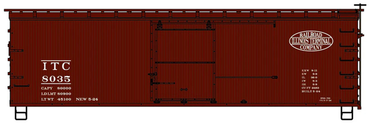 Accurail 1811 HO Scale 36' Wood Boxcar Kit Illinois Terminal ITC 8035