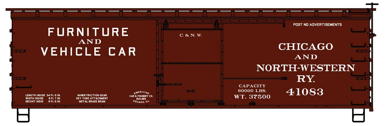 Accurail 1813 HO Scale 36' Double Sheathed Wood Boxcar Kit Chicago & North Western C&NW 41083