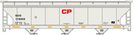 Accurail 2116 HO Scale ACF 3 Bay Covered Hopper Kit Canadian Pacific SOO 116956