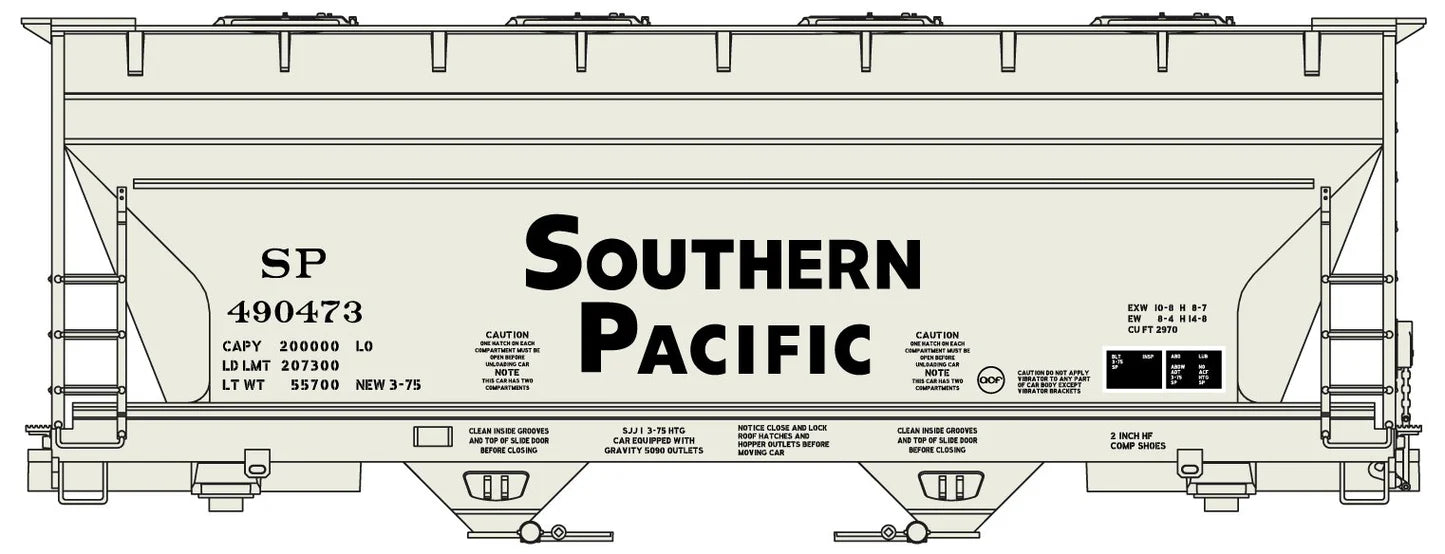 Accurail 2211 HO ACF 2-Bay Covered Hopper Kit Southern Pacific SP 490473