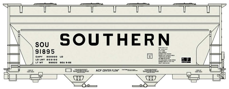 Accurail 2213 HO ACF 2-Bay Covered Hopper Kit Southern Railway 91895