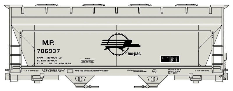 Accurail 2215 HO ACF 2-Bay Covered Hopper Kit Missouri Pacific MP 706937 (Screaming Eagle Logo)