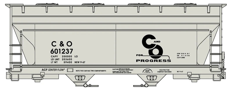 Accurail 2219 HO Scale ACF 2 Bay Covered Hopper Kit Chesapeake & Ohio C&O 601237