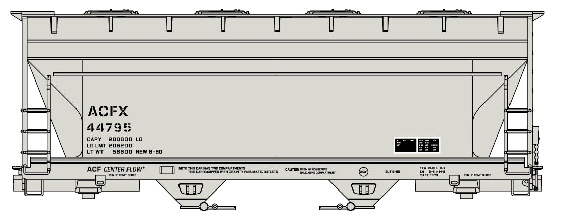 Accurail 2220 HO Scale ACF 2 Bay Covered Hopper Kit ACFX 44795