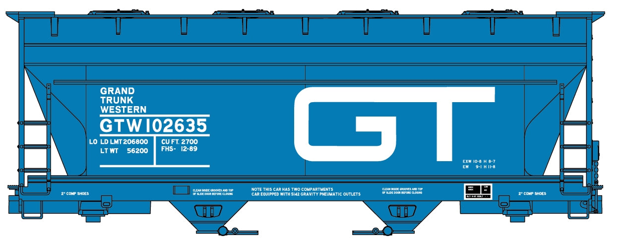 Accurail 2221 HO Scale ACF 2 Bay Covered Hopper Kit Grand Trunk Western GTW 102635