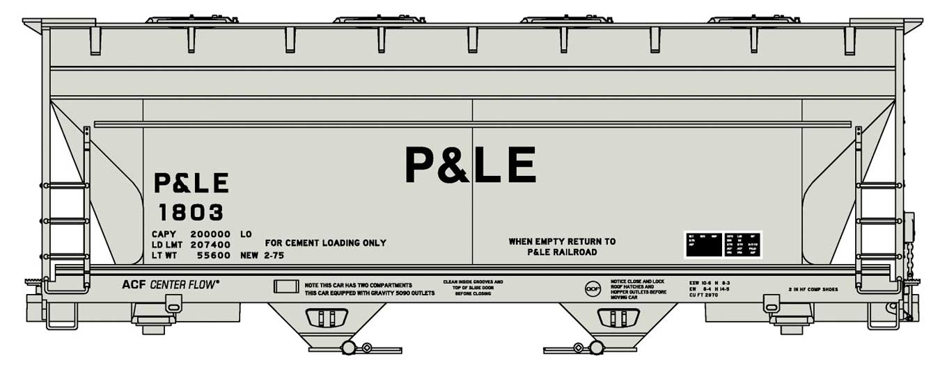 Accurail 2222 HO Scale ACF 2 Bay Covered Hopper Kit Pittsburgh & Lake Erie P&LE 1803