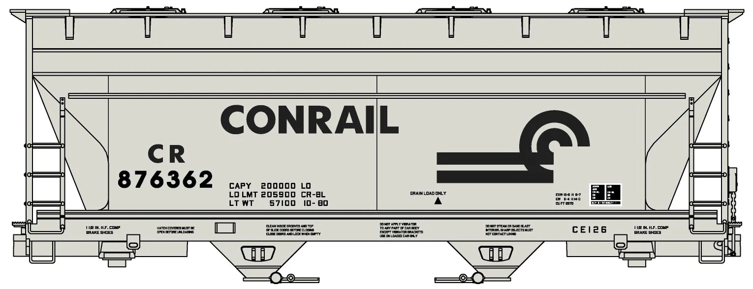 Accurail 2223 HO Scale ACF 2 Bay Covered Hopper Kit Conrail CR 876362