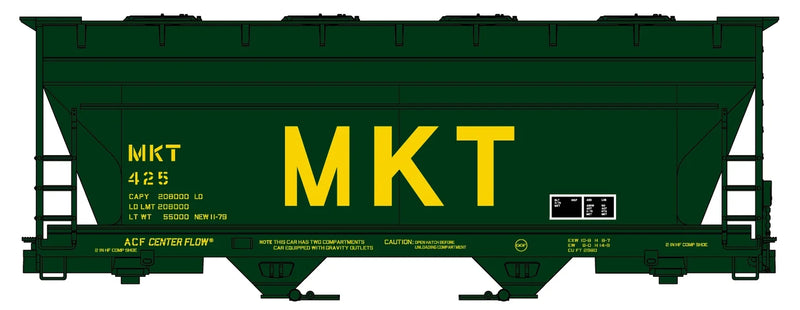 Accurail 2225 HO Scale ACF 2 Bay Covered Hopper Kit Missouri-Kansas-Texas MKT