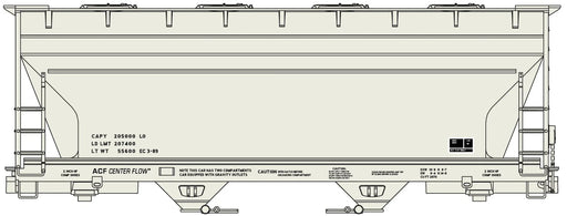 Accurail 2292 HO ACF 2-Bay Covered Hopper Kit Gray Data Only with COTS