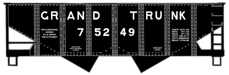Accurail 24121 HO Scale USRA 55 Ton 2 Bay Open Hopper Kit Grand Trunk Western GTW 75249