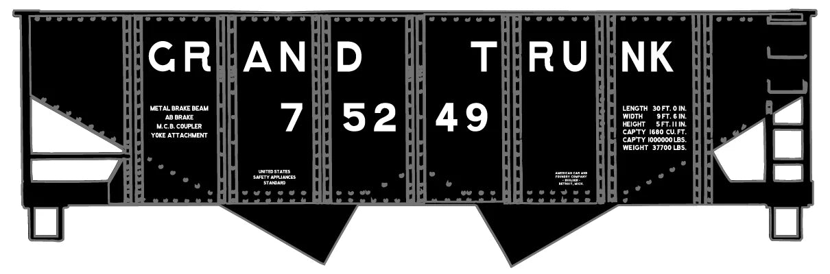 Accurail 24121 HO Scale USRA 55 Ton 2 Bay Open Hopper Kit Grand Trunk Western GTW 75249
