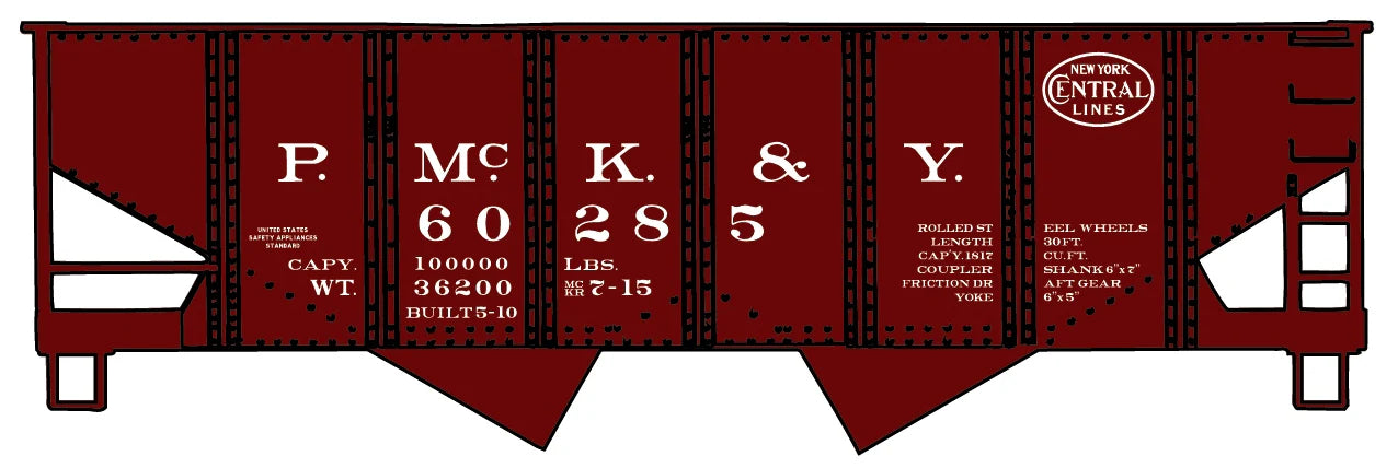Accurail 2435 HO Scale USRA 55 Ton 2 Bay Open Hopper Kit PMcK&Y 60285 (Pittsburgh McKeesport & Youghiogheny)