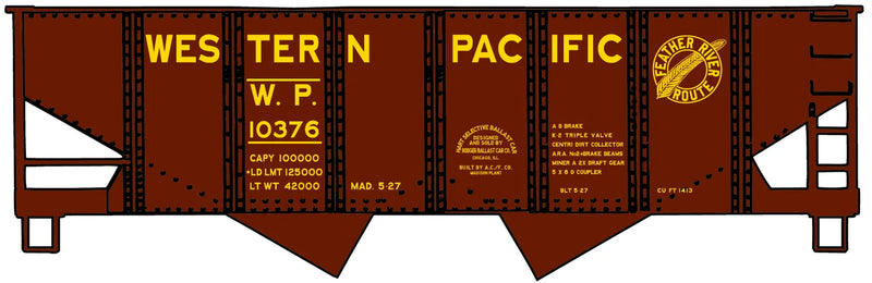 Accurail 2436 HO Scale USRA 55 Ton 2 Bay Open Hopper Kit Western Pacific WP 10376 (Small Feather Logo)