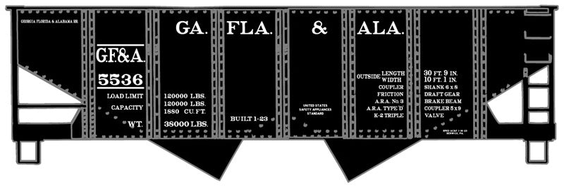 Accurail 2440 HO Scale USRA 55 Ton 2 Bay Open Hopper Kit Georgia, Florida & Alabama GF&A 5536