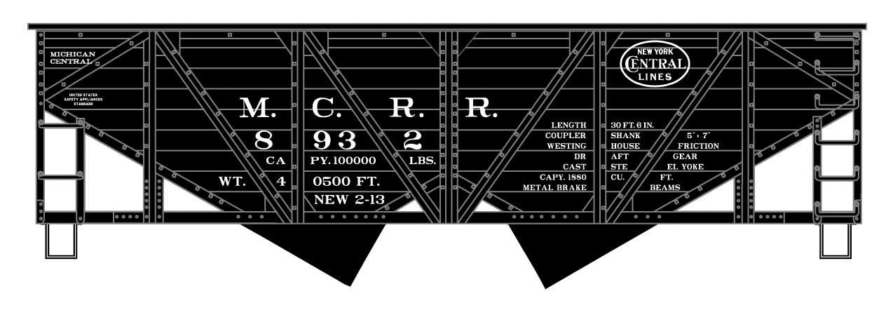 Accurail 2723 HO Scale Wood Side 2 Bay Open Hopper Kit Michigan Central MCRR 8932