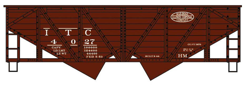 Accurail 2725 HO Scale Wood Side 2 Bay Open Hopper Kit Illinois Terminal ITC 4027