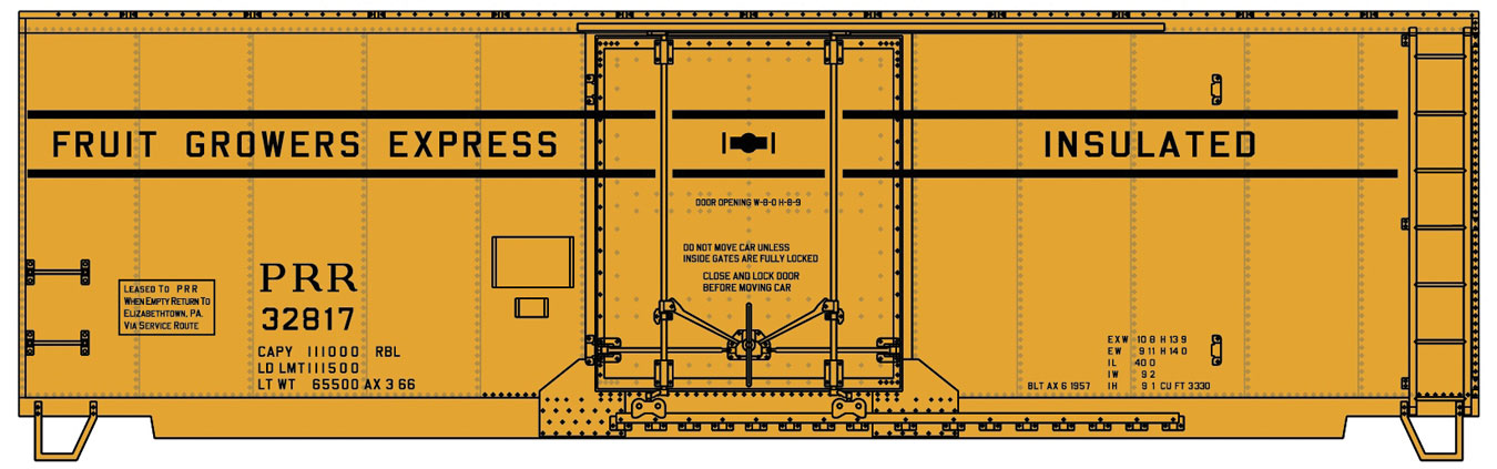 Accurail 3132 HO Scale AAR 40' Insulated Boxcar Kit Fruit Growers Express PRR 32817