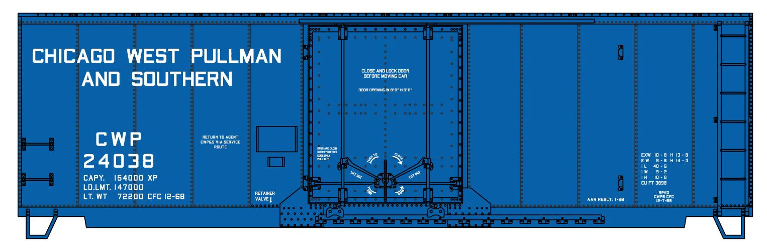 Accurail 3140 HO Scale AAR 40' Boxcar Kit Chicago West Pullman & Southern CWP 24038
