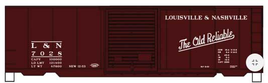 Accurail 3458 HO Scale 40' PS-1  Boxcar Kit Louisville & Nashville L&N 7028 (Old Reliable Slogan)