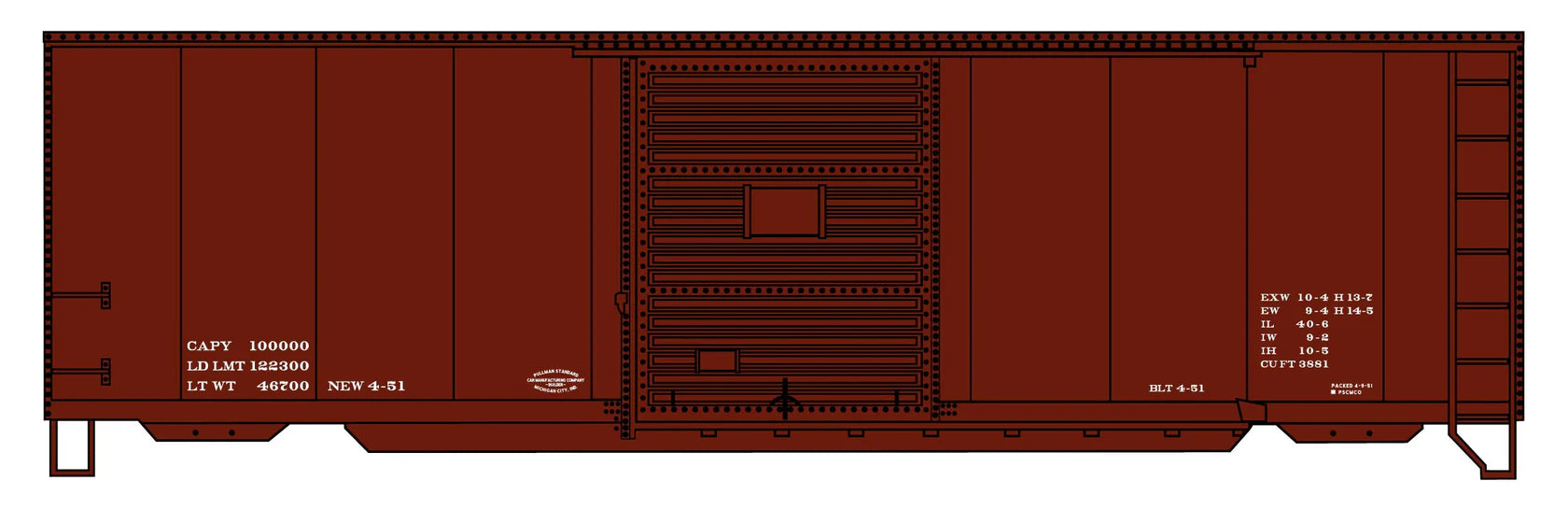 Accurail 3499 HO Scale 40' PS-1  Boxcar Kit Oxide Red Data Only